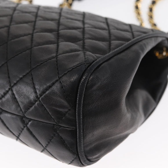 BALLY Chain Shoulder Bag Leather Black Gold Auth 162445