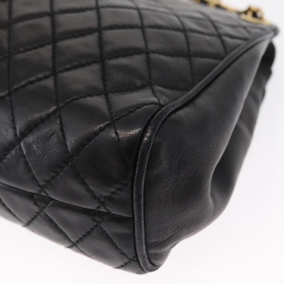 BALLY Chain Shoulder Bag Leather Black Gold Auth 162445