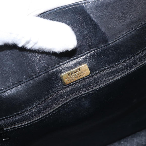 BALLY Chain Shoulder Bag Leather Black Gold Auth 162445