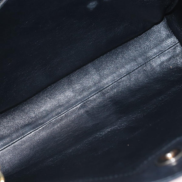 BALLY Chain Shoulder Bag Leather Black Gold Auth 162445