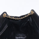 BALLY Chain Shoulder Bag Leather Black Gold Auth 162445-17