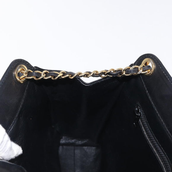 BALLY Chain Shoulder Bag Leather Black Gold Auth 162445