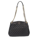 BALLY Chain Shoulder Bag Leather Black Gold Auth 162445-2