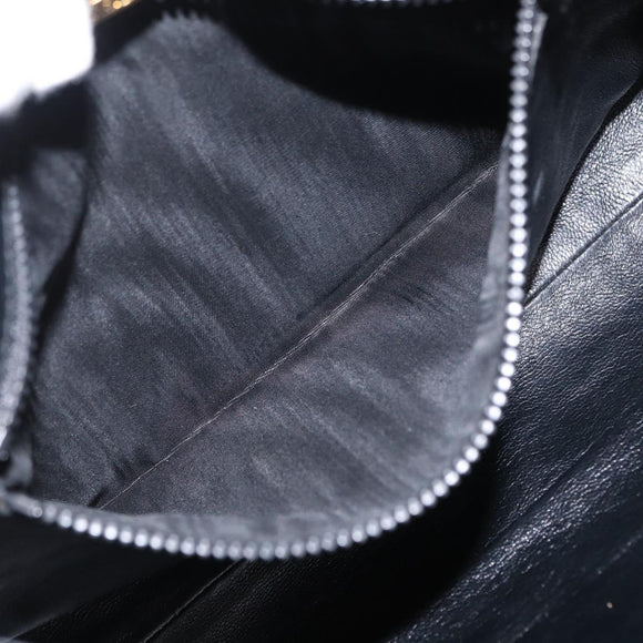 BALLY Chain Shoulder Bag Leather Black Gold Auth 162445