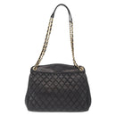 BALLY Chain Shoulder Bag Leather Black Gold Auth 162445-3