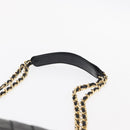 BALLY Chain Shoulder Bag Leather Black Gold Auth 162445-8