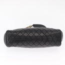 BALLY Chain Shoulder Bag Leather Black Gold Auth 162445-9