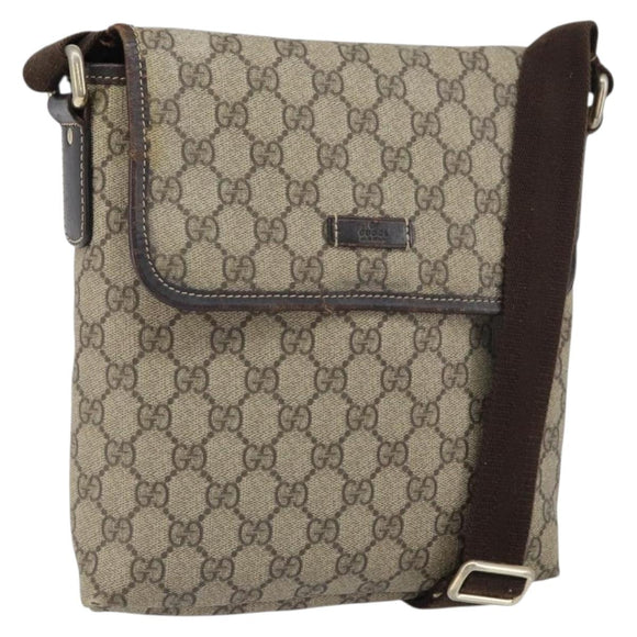 GUCCI GG Supreme Shoulder Bag PVC Beige 223666 Auth 162452