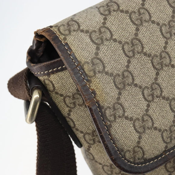 GUCCI GG Supreme Shoulder Bag PVC Beige 223666 Auth 162452