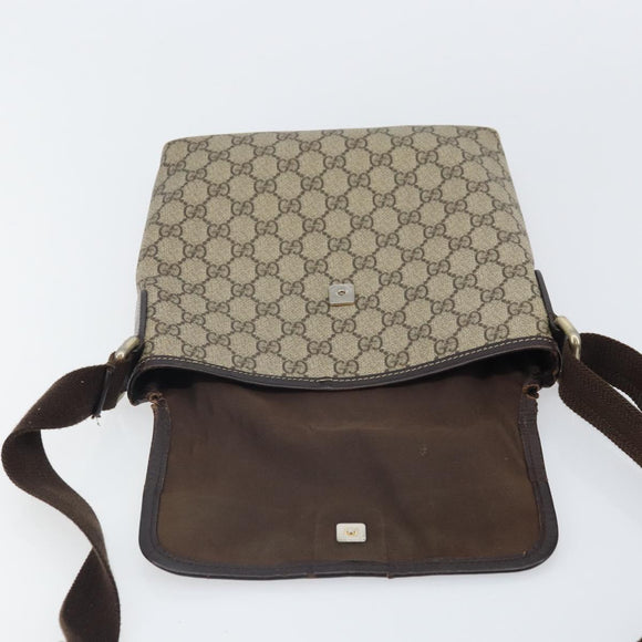 GUCCI GG Supreme Shoulder Bag PVC Beige 223666 Auth 162452