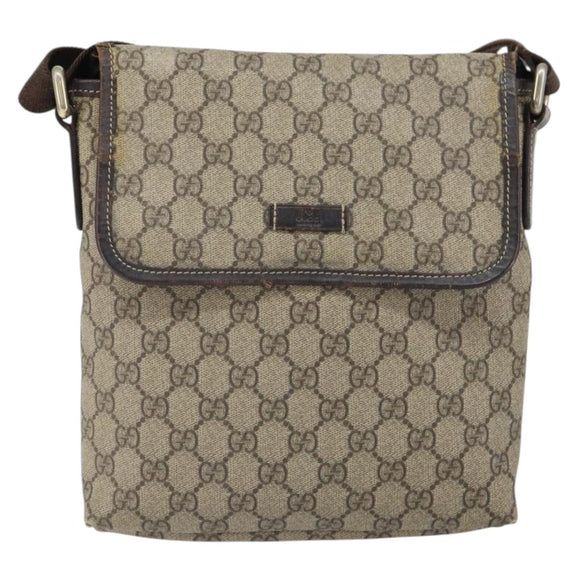 GUCCI GG Supreme Shoulder Bag PVC Beige 223666 Auth 162452