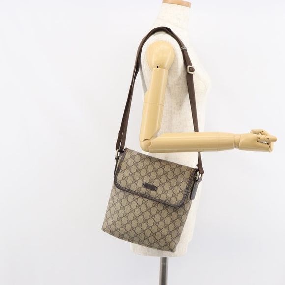 GUCCI GG Supreme Shoulder Bag PVC Beige 223666 Auth 162452