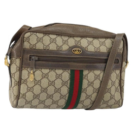 GUCCI GG Supreme Web Sherry Line Bag PVC Beige Gold 24 02 005 Auth 162455