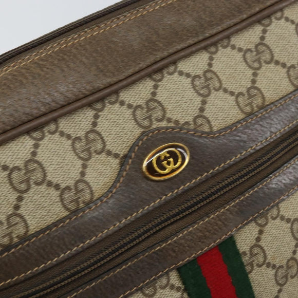 GUCCI GG Supreme Web Sherry Line Bag PVC Beige Gold 24 02 005 Auth 162455