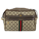 GUCCI GG Supreme Web Sherry Line Bag PVC Beige Gold 24 02 005 Auth 162455-13
