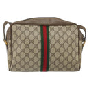 GUCCI GG Supreme Web Sherry Line Bag PVC Beige Gold 24 02 005 Auth 162455-2