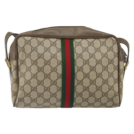 GUCCI GG Supreme Web Sherry Line Bag PVC Beige Gold 24 02 005 Auth 162455 - 0