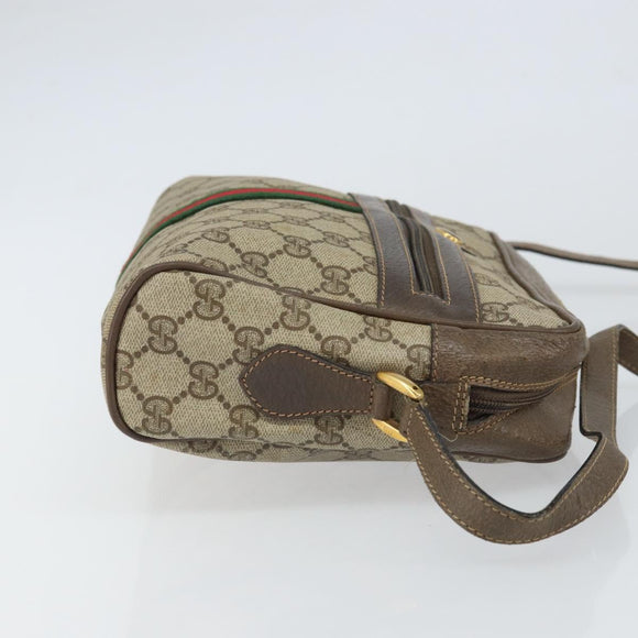 GUCCI GG Supreme Web Sherry Line Bag PVC Beige Gold 24 02 005 Auth 162455