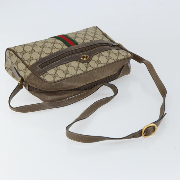 GUCCI GG Supreme Web Sherry Line Bag PVC Beige Gold 24 02 005 Auth 162455