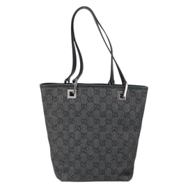 GUCCI GG Canvas Tote Bag Black Silver 31244 Auth 162460 - 0