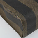 FENDI Pecan Canvas Tote Bag Brown Black Auth 162463-14