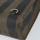 FENDI Pecan Canvas Tote Bag Brown Black Auth 162463-15