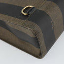 FENDI Pecan Canvas Tote Bag Brown Black Auth 162463-16