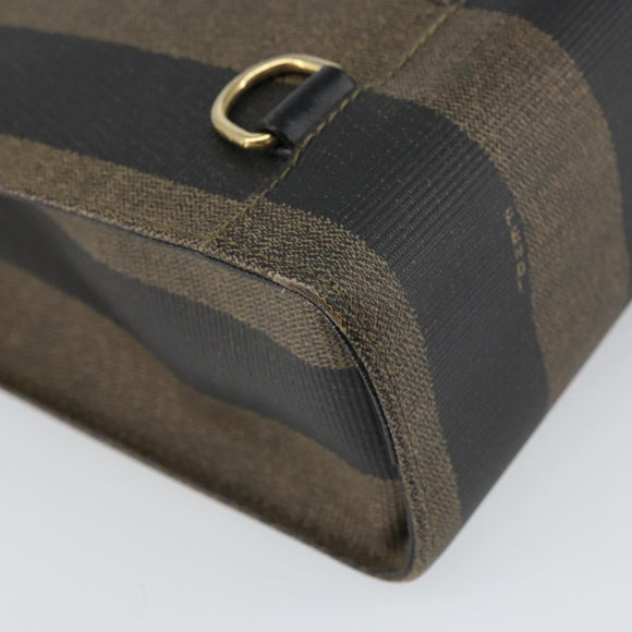 FENDI Pecan Canvas Tote Bag Brown Black Auth 162463