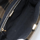 FENDI Pecan Canvas Tote Bag Brown Black Auth 162463-10