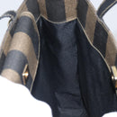 FENDI Pecan Canvas Tote Bag Brown Black Auth 162463-18