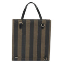 FENDI Pecan Canvas Tote Bag Brown Black Auth 162463-2