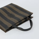 FENDI Pecan Canvas Tote Bag Brown Black Auth 162463-6