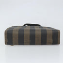 FENDI Pecan Canvas Tote Bag Brown Black Auth 162463-5