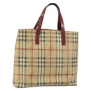BURBERRY Nova Check Tote Bag PVC Beige Silver Auth 162465-1