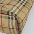 BURBERRY Nova Check Tote Bag PVC Beige Silver Auth 162465-10