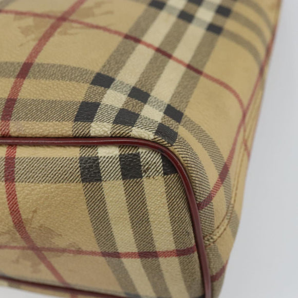 BURBERRY Nova Check Tote Bag PVC Beige Silver Auth 162465
