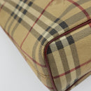 BURBERRY Nova Check Tote Bag PVC Beige Silver Auth 162465-13