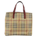 BURBERRY Nova Check Tote Bag PVC Beige Silver Auth 162465-2