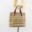 BURBERRY Nova Check Tote Bag PVC Beige Silver Auth 162465-21