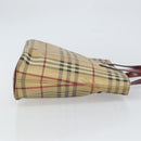 BURBERRY Nova Check Tote Bag PVC Beige Silver Auth 162465-4