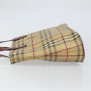 BURBERRY Nova Check Tote Bag PVC Beige Silver Auth 162465-5