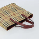 BURBERRY Nova Check Tote Bag PVC Beige Silver Auth 162465-6