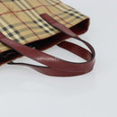 BURBERRY Nova Check Tote Bag PVC Beige Silver Auth 162465-7