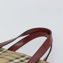 BURBERRY Nova Check Tote Bag PVC Beige Silver Auth 162465-8