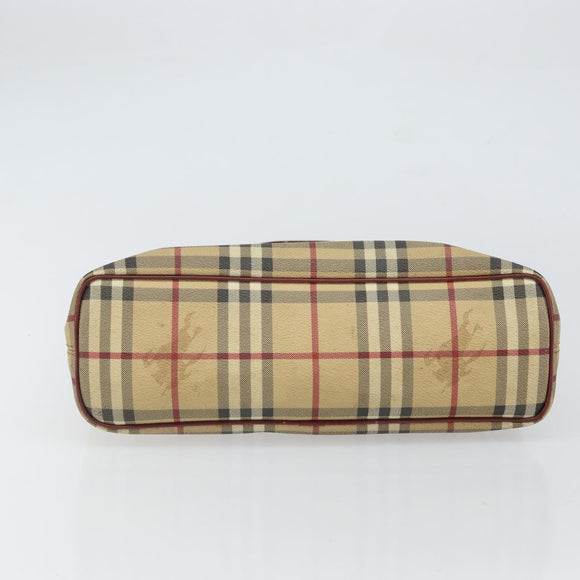 BURBERRY Nova Check Tote Bag PVC Beige Silver Auth 162465