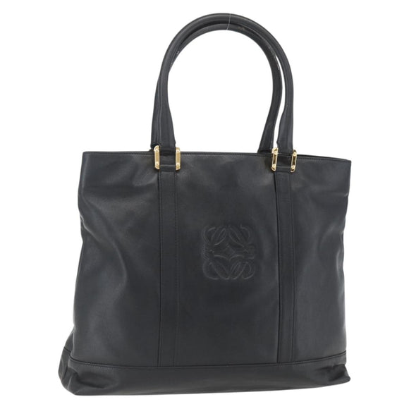 LOEWE Anagram Tote Bag Leather Black Gold Auth 162466