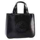 GUCCI Tote Bag Patent leather Black Silver 000 1013 0504 Auth 162467-1