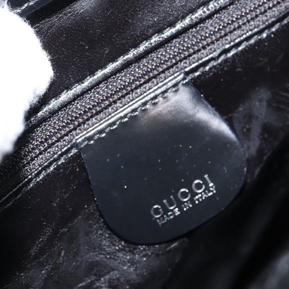 GUCCI Tote Bag Patent leather Black Silver 000 1013 0504 Auth 162467