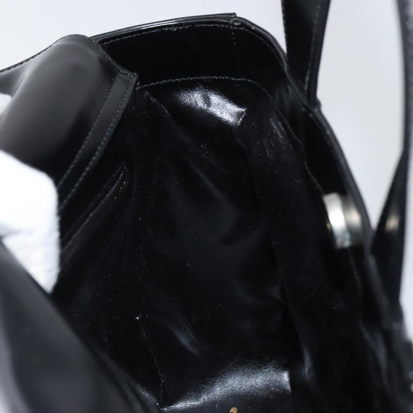 GUCCI Tote Bag Patent leather Black Silver 000 1013 0504 Auth 162467
