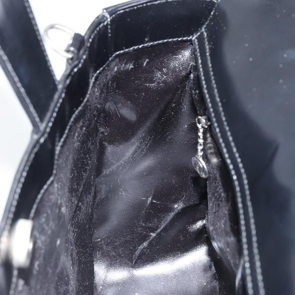 GUCCI Tote Bag Patent leather Black Silver 000 1013 0504 Auth 162467